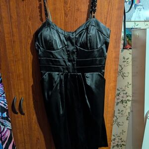 Elegant Black Satin Dress